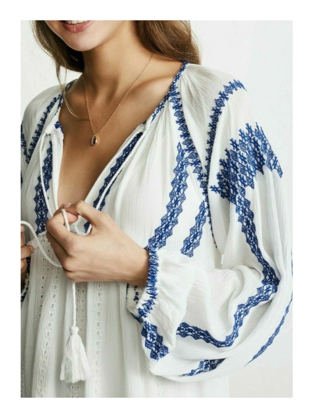 Free People Wild Horses Boho White Embroidered Mini Dress - Picture 7 of 16